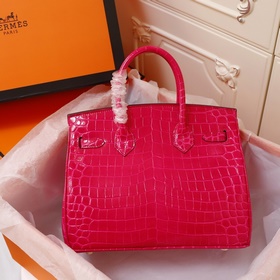 (Оригинальный фон) H Birkin Гладкая кожа крокодила CK67 Vert Fonc