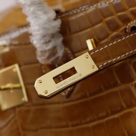 (Оригинальный фон) H Birkin Гладкая кожа крокодила CK67 Vert Fonc