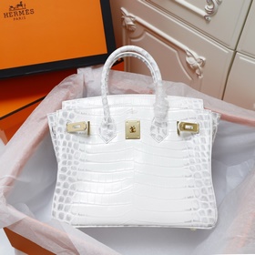 (Оригинальный фон) H Birkin Гладкая кожа крокодила CK67 Vert Fonc