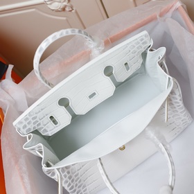 (Оригинальный фон) H Birkin Гладкая кожа крокодила CK67 Vert Fonc