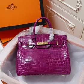 (Оригинальный фон) H Birkin Гладкая кожа крокодила CK67 Vert Fonc