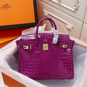 (Оригинальный фон) H Birkin Гладкая кожа крокодила CK67 Vert Fonc
