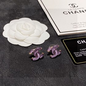 Серьги Chanel светло-лилового цвета, прозрачные и кристально чист