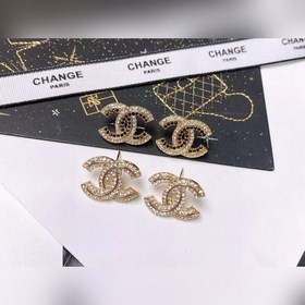 Chanel подержанные серьги с двойным логотипом. Оригинальная копия