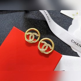 Chanel подлинные серьги с двойным логотипом. Оригинальный дизайн 