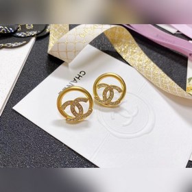 Chanel подлинные серьги с двойным логотипом. Оригинальный дизайн 