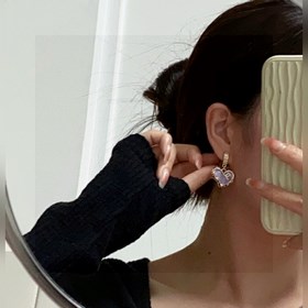 Chanel двойные C-образные серьги с бриллиантами розовым кварцем. 