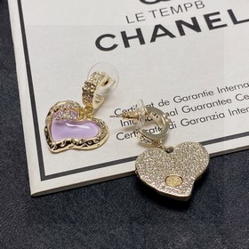 Chanel двойные C-образные серьги с бриллиантами розовым кварцем. 