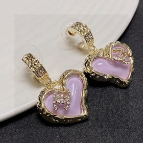 Chanel двойные C-образные серьги с бриллиантами розовым кварцем. 
