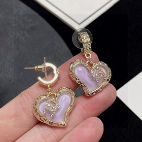 Chanel двойные C-образные серьги с бриллиантами розовым кварцем. 