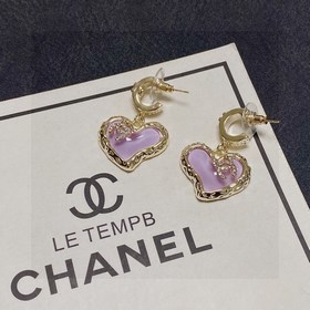 Chanel двойные C-образные серьги с бриллиантами розовым кварцем. 