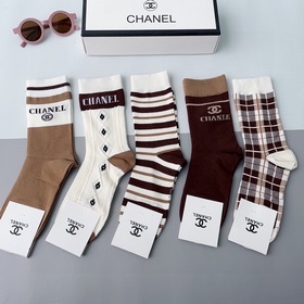 (5 пар в коробке) CHANEL Классические носки средней длины, высока