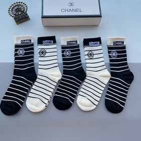 (5 пар в коробке) CHANEL Классические носки средней длины, высока