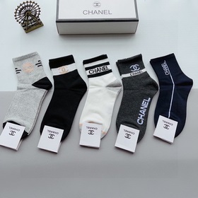 (5 пар в коробке) CHANEL Классические носки средней длины, высока