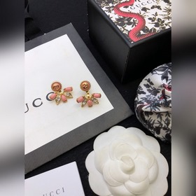 Gucci ретро-серьги с бусинами, круглым замком и двойным логотипом