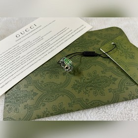 Gucci Грин-эмалевое кольцо с двойной буквой G, размер 12-24