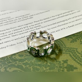 Gucci Грин-эмалевое кольцо с двойной буквой G, размер 12-24