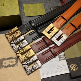 Gucci, ширина 4,0 см, новая модель. Пряжка в форме буквы G являет