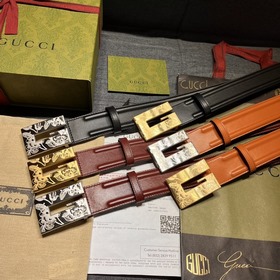 Gucci, ширина 4,0 см, новая модель. Пряжка в форме буквы G являет