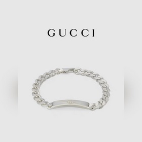 [Новинка] GUCCI Браслет с двойным G из тесьмы в клетку, размер 16