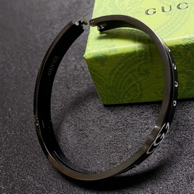 Новый мужской браслет Gucci с двойным G из углеродного черного ме