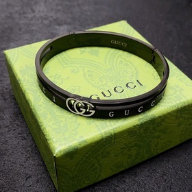 Новый мужской браслет Gucci с двойным G из углеродного черного ме