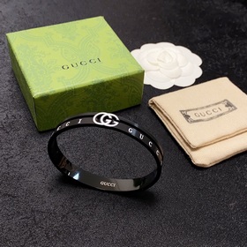 Новый мужской браслет Gucci с двойным G из углеродного черного ме