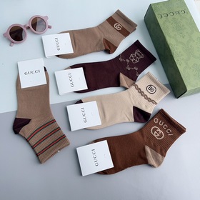 (5 пар в коробке) Новые носки средней длины GUCCI 2024! Изготовле