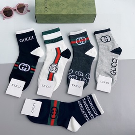 (5 пар в коробке) Новые носки Gucci, изготовленные из 100% хлопка