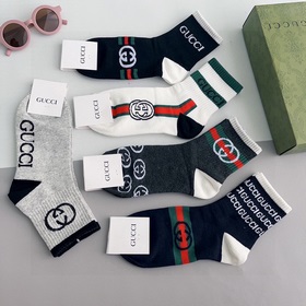 (5 пар в коробке) Новые носки Gucci, изготовленные из 100% хлопка