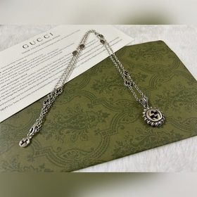 Gucci Двойное G подвесное ожерелье с подвеской виде подсолнуха Дл