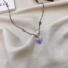 Gucci Interlocking Double G Enamel Light Blue Necklace Размер： 50