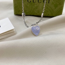 Gucci Interlocking Double G Enamel Light Blue Necklace Размер： 50