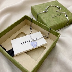 Gucci Interlocking Double G Enamel Light Blue Necklace Размер： 50