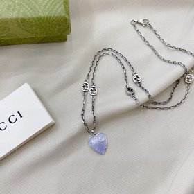 Gucci Interlocking Double G Enamel Light Blue Necklace Размер： 50