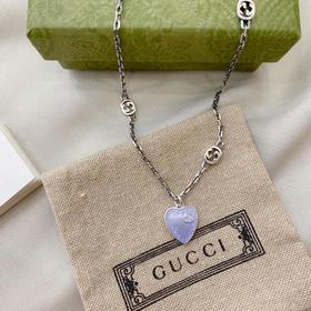 Gucci Interlocking Double G Enamel Light Blue Necklace Размер： 50