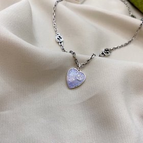 Gucci Interlocking Double G Enamel Light Blue Necklace Размер： 50