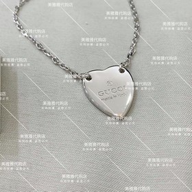 Подлинный Gucci серебряный кулон в форме сердца для пар, классиче