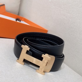 Мужской ремень Hermès Clemence из телячьей кожи с палладиевой пря