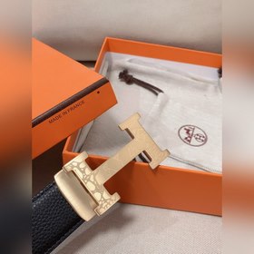 Мужской ремень Hermès Clemence из телячьей кожи с палладиевой пря
