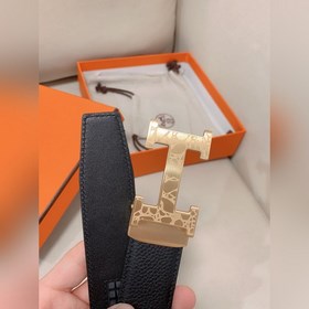 Мужской ремень Hermès Clemence из телячьей кожи с палладиевой пря