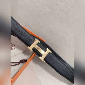 Мужской ремень Hermès Clemence из телячьей кожи с палладиевой пря