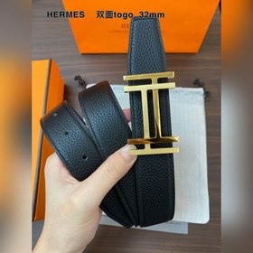 Hermes-H BELT BUCKLE & REVERSIBLE LEATHER STRAP 32 мм, синхро
