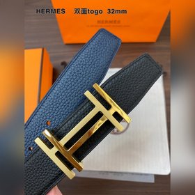 Hermes-H BELT BUCKLE & REVERSIBLE LEATHER STRAP 32 мм, синхро