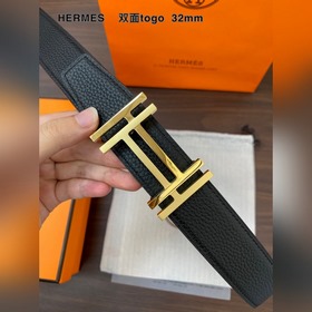 Hermes-H BELT BUCKLE & REVERSIBLE LEATHER STRAP 32 мм, синхро