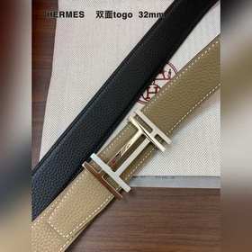 Hermes-H BELT BUCKLE & REVERSIBLE LEATHER STRAP 32 мм, синхро