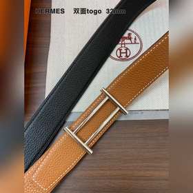 Hermes-H BELT BUCKLE & REVERSIBLE LEATHER STRAP 32 мм, синхро