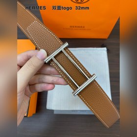 Hermes-H BELT BUCKLE & REVERSIBLE LEATHER STRAP 32 мм, синхро