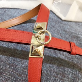 Hermès Женский тонкий ремень из кожи Epsom, ширина 1,7 см, регул