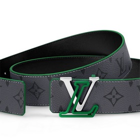 4,0-сантиметровый двусторонний пояс LV Line из ткани Monogram Ecl